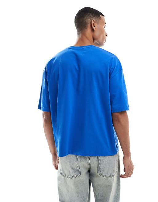DESIGN Heavyweight Boxy Oversized T-shirt With Front Graphic In Blue