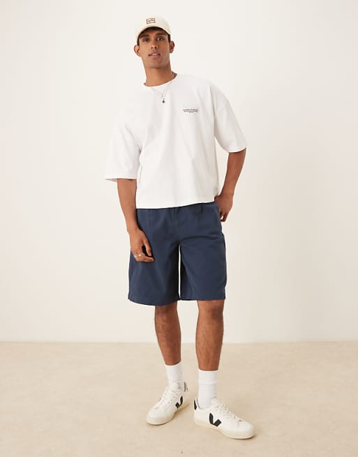 DESIGN Heavyweight Boxy Oversized T-shirt With Text Print In White