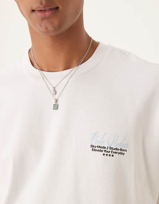 DESIGN Heavyweight Boxy Oversized T-shirt With Text Print In White