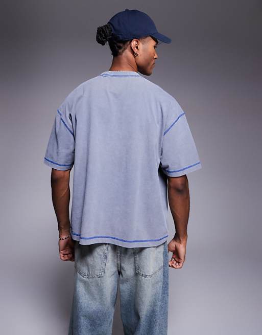 DESIGN Heavyweight Boxy Oversized T-shirt With City Graphic In Washed Grey