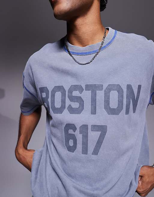 DESIGN Heavyweight Boxy Oversized T-shirt With City Graphic In Washed Grey