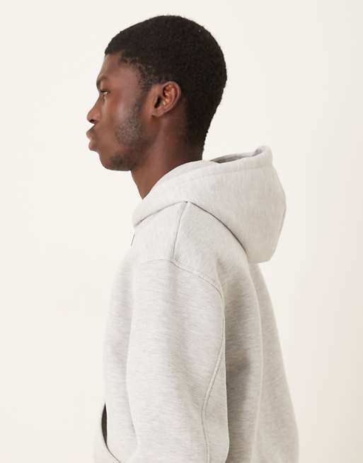 DESIGN Heavyweight Boxy Relaxed Zip Through Hoodie In Scuba-style Fabric In Grey Marl