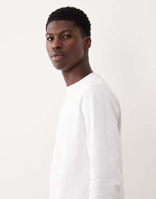DESIGN Heavyweight Crew Neck Long Sleeve T-shirt In White