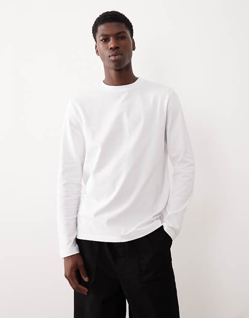 DESIGN heavyweight crew neck long sleeve t-shirt in white