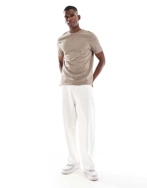 DESIGN Heavyweight Crew Neck T-shirt In Brown