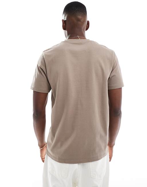 DESIGN Heavyweight Crew Neck T-shirt In Brown
