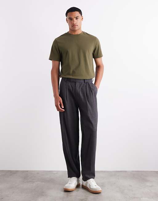 DESIGN Heavyweight Crew Neck T-shirt In Khaki