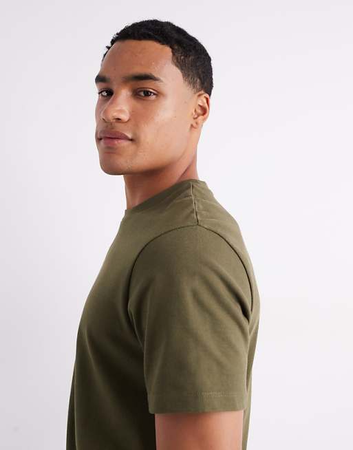 DESIGN Heavyweight Crew Neck T-shirt In Khaki