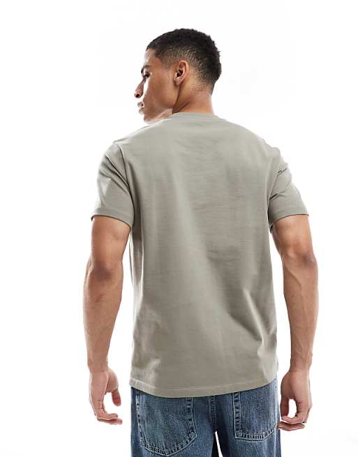 DESIGN Heavyweight Crew Neck T-shirt In Khaki