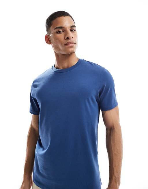DESIGN heavyweight crew neck t-shirt in mid blue
