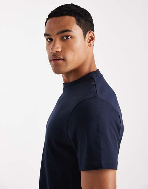 DESIGN Heavyweight Crew Neck T-shirt In Navy