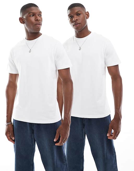 DESIGN heavyweight crew neck t-shirt in white