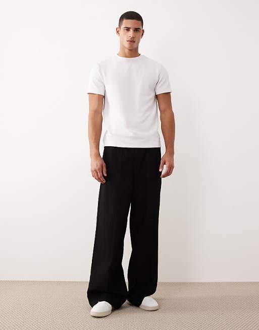 DESIGN Heavyweight Crew Neck T-shirt In White Texture
