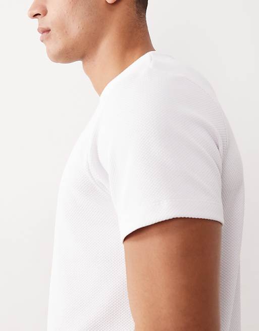 DESIGN Heavyweight Crew Neck T-shirt In White Texture