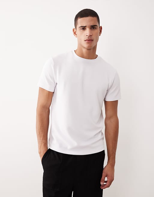 DESIGN heavyweight crew neck t-shirt in white texture