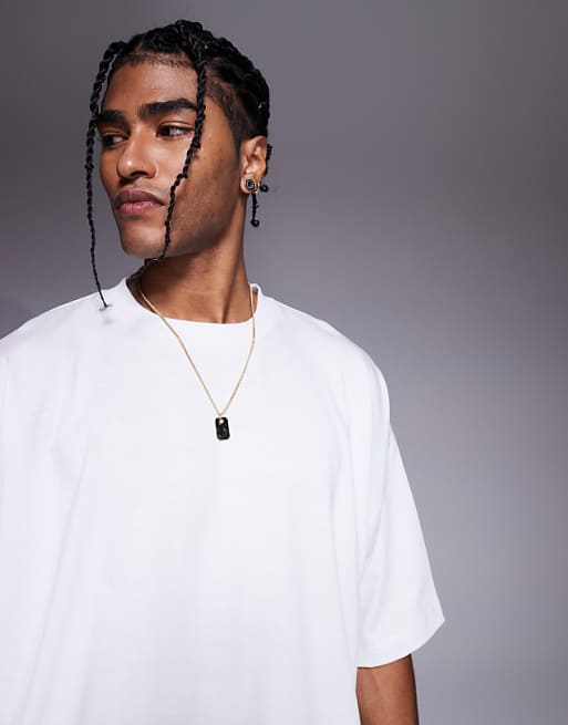 DESIGN Heavyweight Extreme Oversized Half Sleeve T-shirt In White
