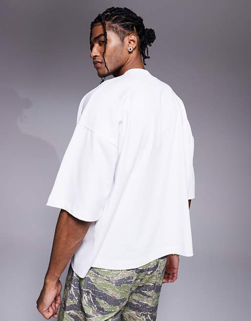 DESIGN Heavyweight Extreme Oversized Half Sleeve T-shirt In White