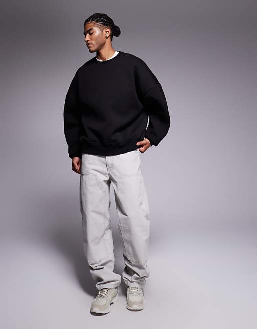 DESIGN Heavyweight Extreme Oversized Sweatshirt In Scuba-style Fabric In Black