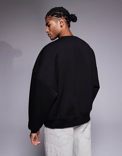 DESIGN Heavyweight Extreme Oversized Sweatshirt In Scuba-style Fabric In Black