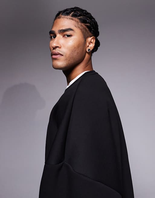 DESIGN Heavyweight Extreme Oversized Sweatshirt In Scuba-style Fabric In Black