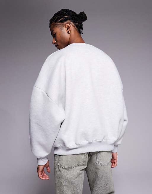 DESIGN Heavyweight Extreme Oversized Sweatshirt In Scuba-style Fabric In White Marl