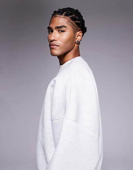 DESIGN Heavyweight Extreme Oversized Sweatshirt In Scuba-style Fabric In White Marl