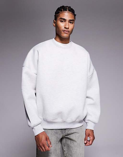 DESIGN heavyweight extreme oversized sweatshirt in scuba-style fabric in white marl