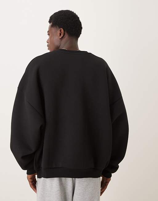 DESIGN Heavyweight Extreme Oversized Sweatshirt In Scuba-style Fabric In Black