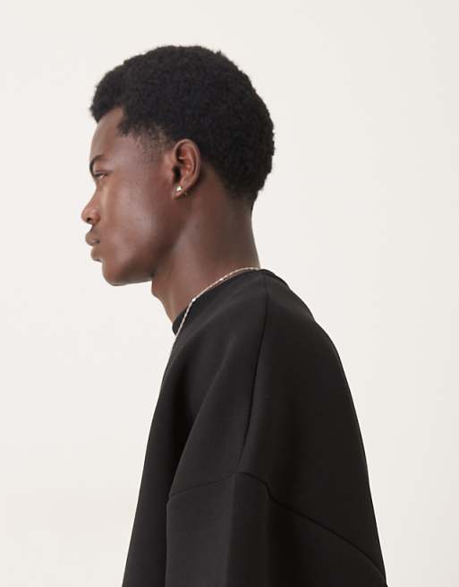 DESIGN Heavyweight Extreme Oversized Sweatshirt In Scuba-style Fabric In Black