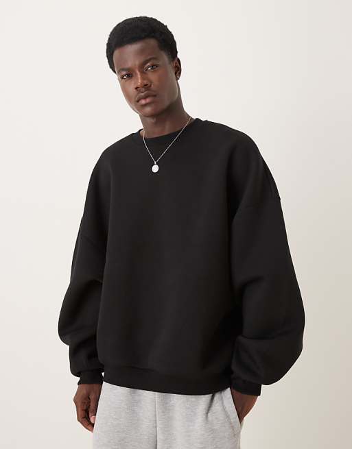 DESIGN heavyweight extreme oversized sweatshirt in scuba-style fabric in black