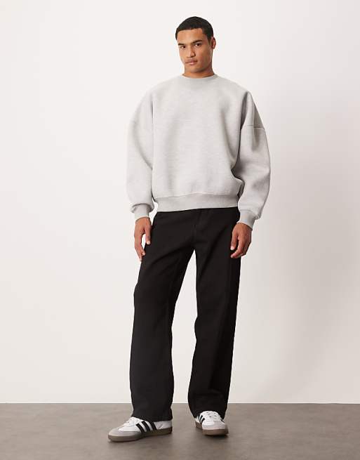 DESIGN Heavyweight Extreme Oversized Sweatshirt In Scuba-style Fabric In Grey Marl