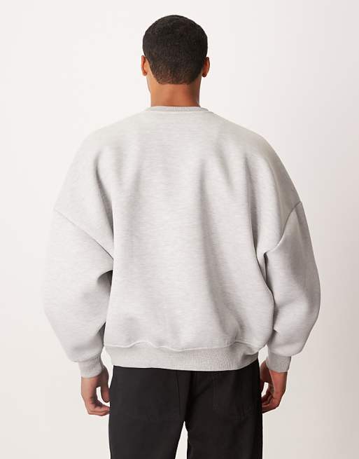 DESIGN Heavyweight Extreme Oversized Sweatshirt In Scuba-style Fabric In Grey Marl