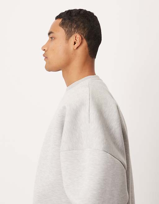 DESIGN Heavyweight Extreme Oversized Sweatshirt In Scuba-style Fabric In Grey Marl