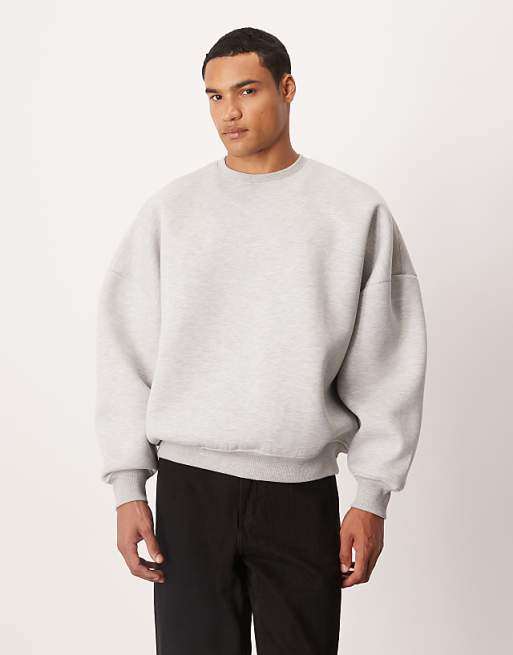 DESIGN heavyweight extreme oversized sweatshirt in scuba-style fabric in grey marl