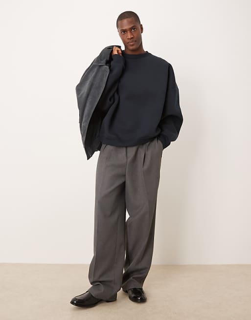 DESIGN Heavyweight Extreme Oversized Sweatshirt In Scuba-style Fabric In Navy