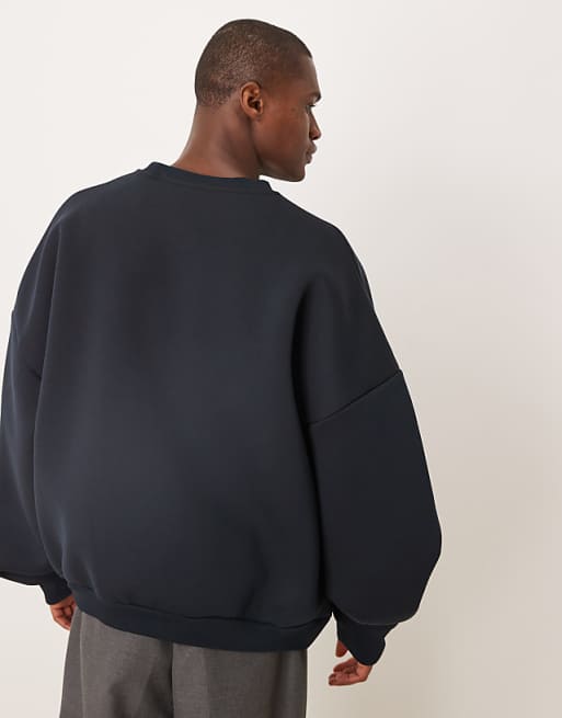 DESIGN Heavyweight Extreme Oversized Sweatshirt In Scuba-style Fabric In Navy
