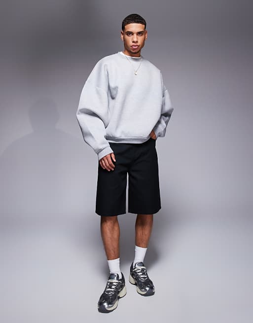 DESIGN Heavyweight Extreme Oversized Sweatshirt In Scuba-style Fabric In Grey Marl