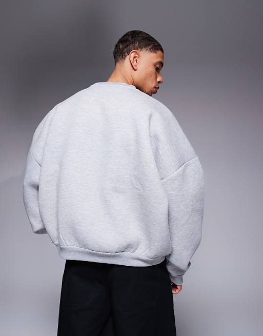 DESIGN Heavyweight Extreme Oversized Sweatshirt In Scuba-style Fabric In Grey Marl