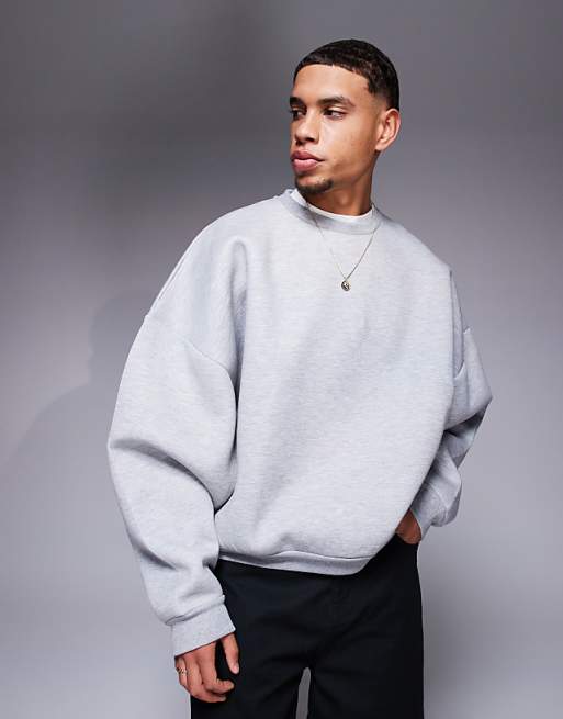 DESIGN heavyweight extreme oversized sweatshirt in scuba-style fabric in grey marl