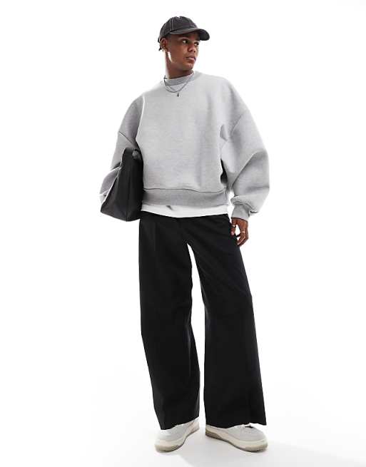 DESIGN Heavyweight Extreme Oversized Sweatshirt In Scuba-style Fabrici N Grey Marl