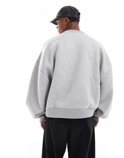 DESIGN Heavyweight Extreme Oversized Sweatshirt In Scuba-style Fabrici N Grey Marl
