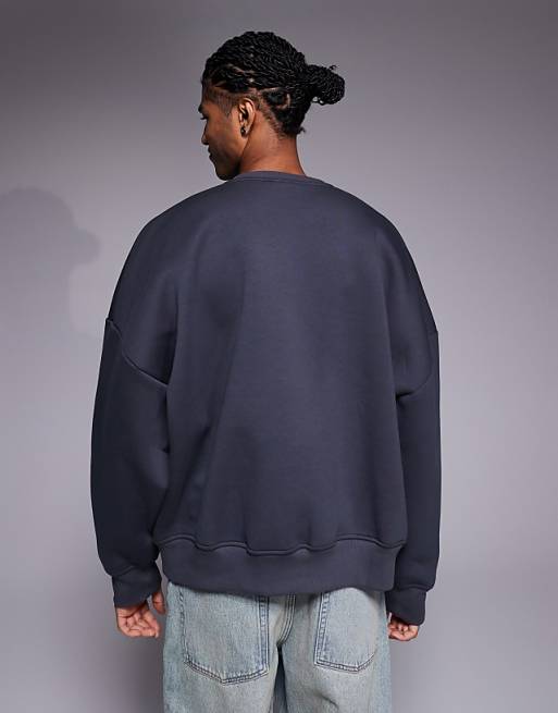 DESIGN Heavyweight Extreme Oversized Sweatshirt In Scuba-style Fabric In Charcoal