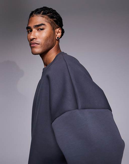DESIGN Heavyweight Extreme Oversized Sweatshirt In Scuba-style Fabric In Charcoal