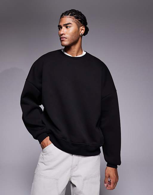 DESIGN Heavyweight Extreme Oversized Sweatshirt In Scuba-style Fabric In Black
