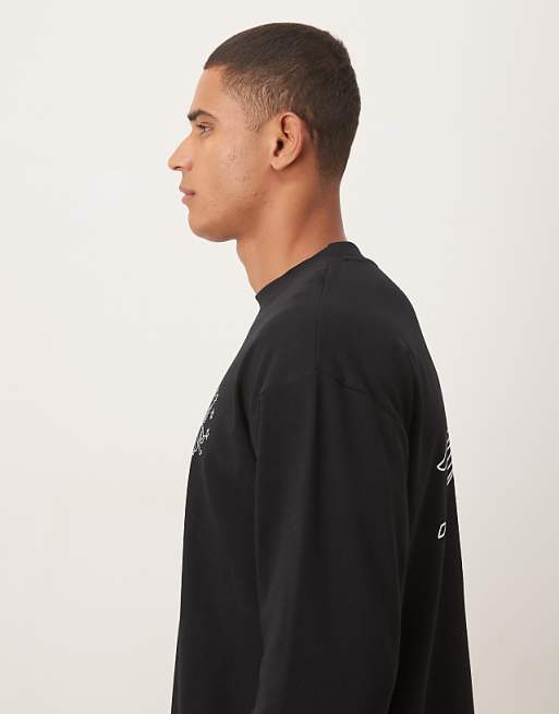 DESIGN Heavyweight Long Sleeve T-shirt With Street Graphic In Black