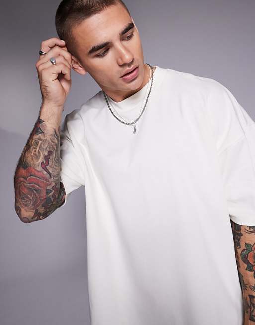 DESIGN Heavyweight Oversized Boxy Drop Shoulder T-shirt In Cream