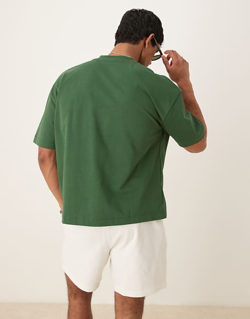 DESIGN Heavyweight Oversized Boxy Drop Shoulder T-shirt In Green