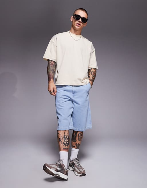 DESIGN Heavyweight Oversized Boxy Drop Shoulder T-shirt In Cream