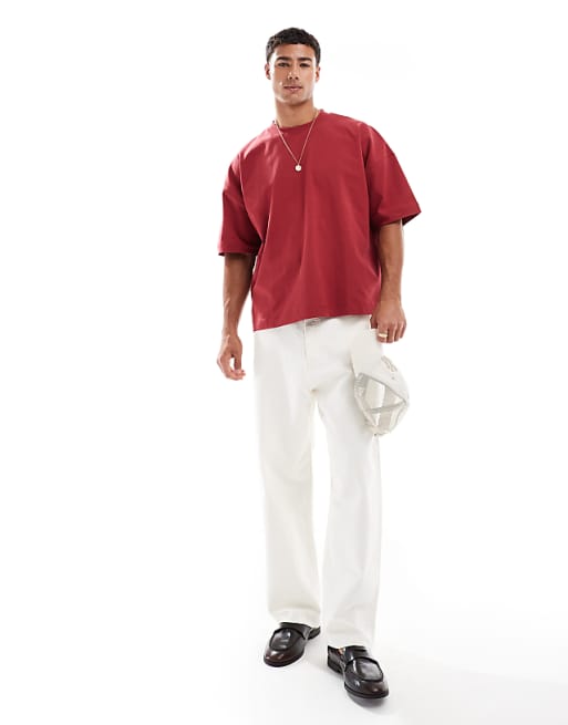 DESIGN Heavyweight Oversized Boxy Drop Shoulder T-shirt In Red