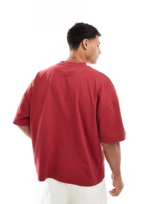 DESIGN Heavyweight Oversized Boxy Drop Shoulder T-shirt In Red